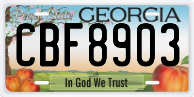 GA license plate CBF8903