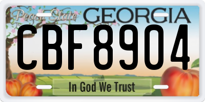 GA license plate CBF8904
