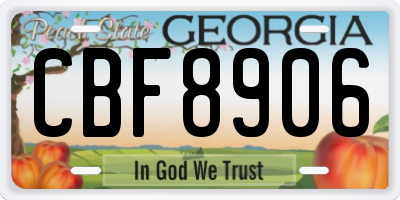 GA license plate CBF8906
