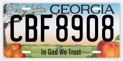 GA license plate CBF8908