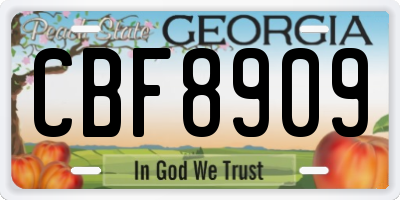 GA license plate CBF8909