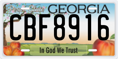 GA license plate CBF8916
