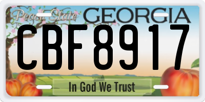 GA license plate CBF8917