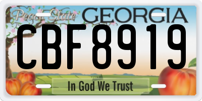 GA license plate CBF8919