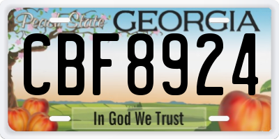 GA license plate CBF8924