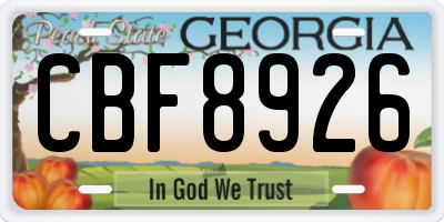 GA license plate CBF8926