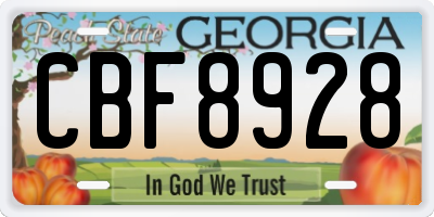 GA license plate CBF8928