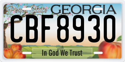 GA license plate CBF8930