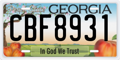 GA license plate CBF8931