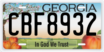 GA license plate CBF8932