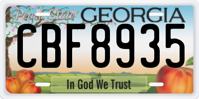 GA license plate CBF8935