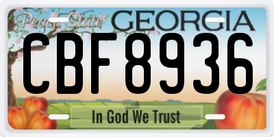 GA license plate CBF8936