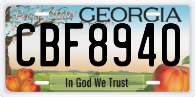 GA license plate CBF8940