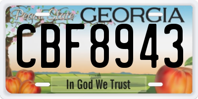 GA license plate CBF8943
