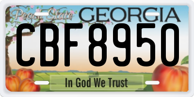 GA license plate CBF8950
