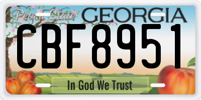 GA license plate CBF8951