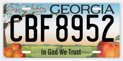GA license plate CBF8952