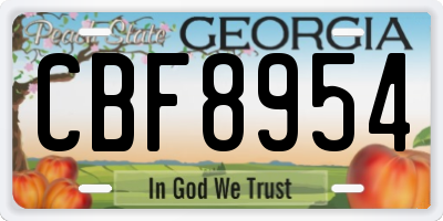 GA license plate CBF8954