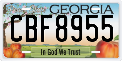 GA license plate CBF8955