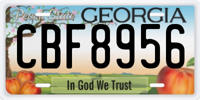 GA license plate CBF8956