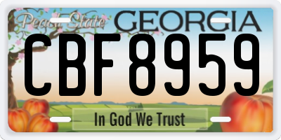 GA license plate CBF8959