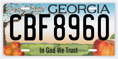 GA license plate CBF8960