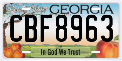 GA license plate CBF8963