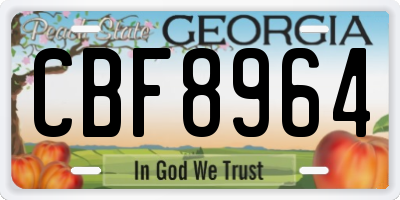 GA license plate CBF8964