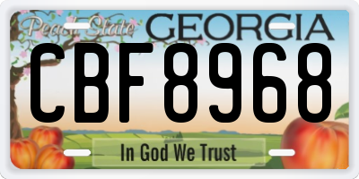 GA license plate CBF8968