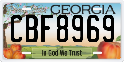 GA license plate CBF8969