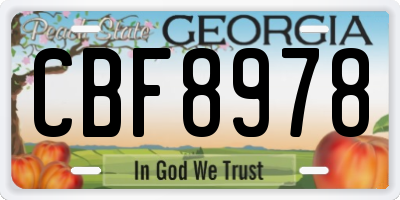 GA license plate CBF8978