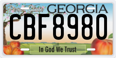 GA license plate CBF8980