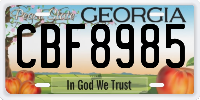 GA license plate CBF8985