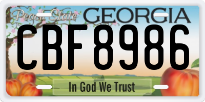 GA license plate CBF8986