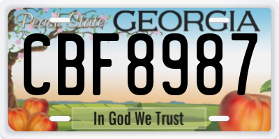 GA license plate CBF8987