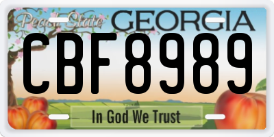 GA license plate CBF8989