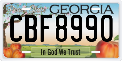 GA license plate CBF8990