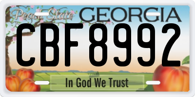 GA license plate CBF8992