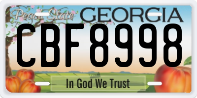 GA license plate CBF8998
