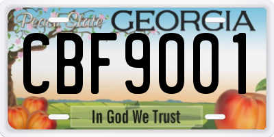 GA license plate CBF9001
