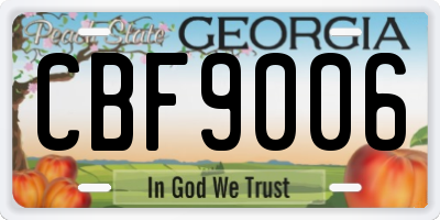 GA license plate CBF9006