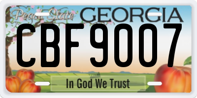 GA license plate CBF9007