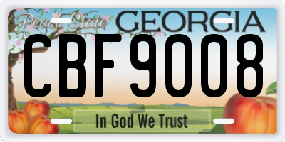 GA license plate CBF9008