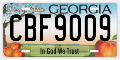 GA license plate CBF9009