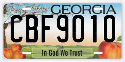 GA license plate CBF9010