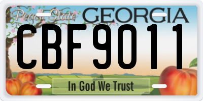 GA license plate CBF9011