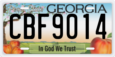 GA license plate CBF9014