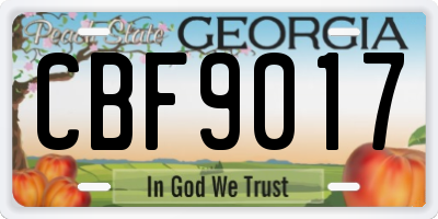 GA license plate CBF9017