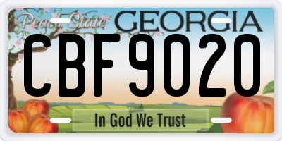 GA license plate CBF9020