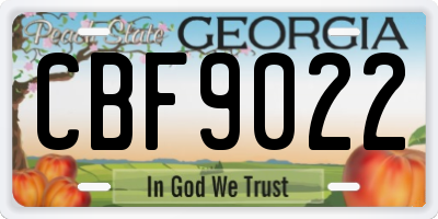 GA license plate CBF9022
